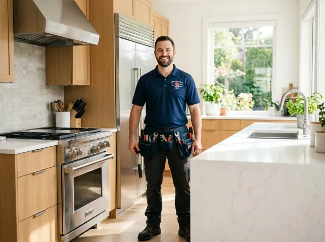 Appliance Repair Hero technician in a Beeville, TX kitchen after an appliance repair